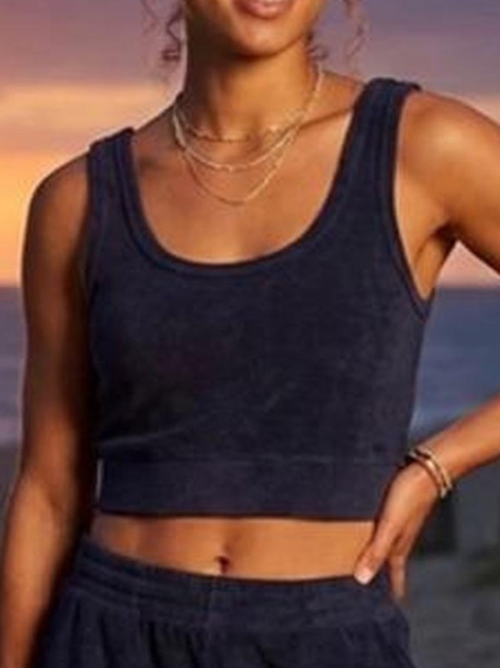Offline by Aerie Navy Blue Terrycloth Crop Tank